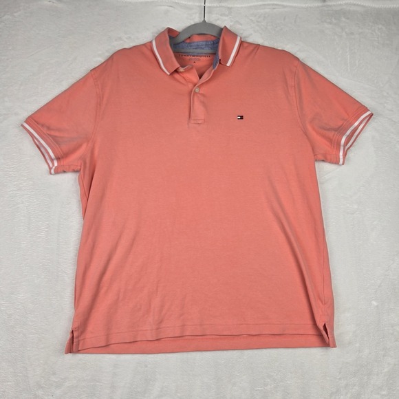 Tommy Hilfiger Other - Tommy Hilfiger Men's Orange Pink Polo Size‎ Medium White Piping Logo